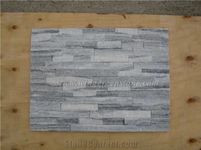 Cheap Price Pure Grey Slate Cultured Stone/Stacked Stones/Veneer Stones Panel for Exterior Decoration and Wall Cladding, Winggreen Stone