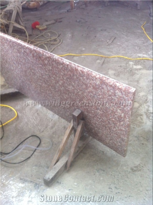 China Cheap Red Granite Steps and Risers, G687 Peach Red Granite Stairs, Xiamen Winggreen