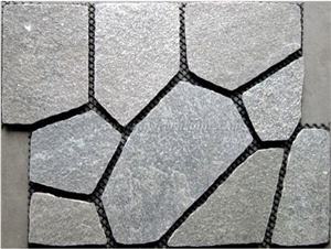 Chinese Grey Slate Flagstone with Mesh, Irregular Grey Flagstone, Random Slate Flagstone
