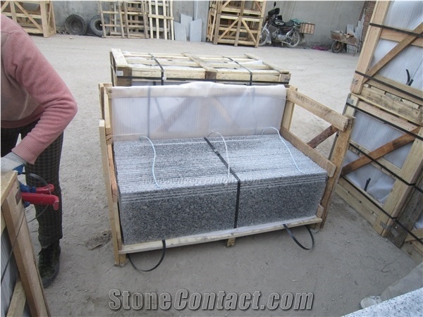 Competitive Price, G383 Granite Deck Stair, Polished Pearl Flower Granite Steps & Risers, Pearl White/Grey Pearl Chinese Granite Treads & Thresholds, Xiamen Winggreen Manufaturer