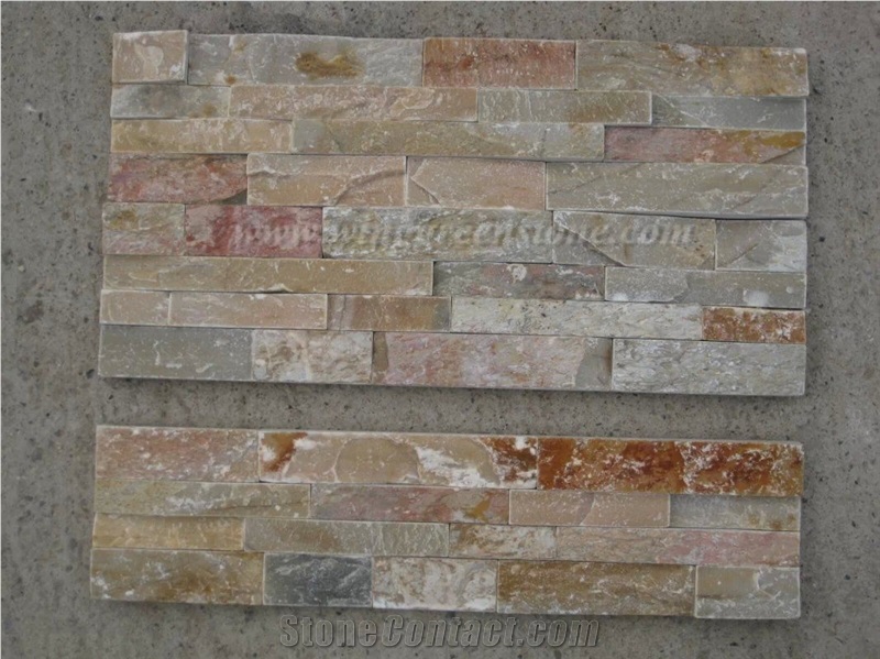 Competitive Price Multicolor Slate Cultured Stone/Stacked Stones/Veneer Stones Panel for Exterior Decoration and Wall Cladding, Winggreen Stone
