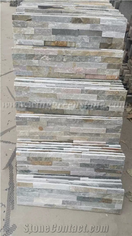 Direct Supply Of High Quality Wooden Yellow Slate Cultured Stone/Stacked Stones/Veneer Stones Panel for Exterior Decoration and Wall Cladding, Winggreen Stone