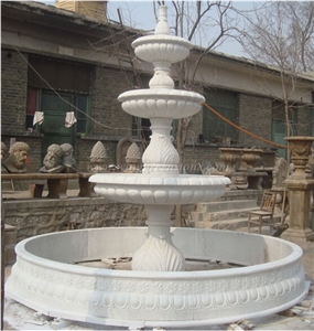 Garden Fountains, Beige Marble Fountain, Exterial Fountains, Sculptured Fountains, Winggreen