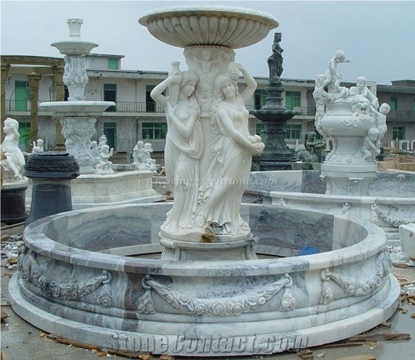 Hand Carved Marble Fountains, White Marble Sculptured Fountains, Beige Marble Garden Fountains, Granite Water Fountains, Xiamen Winggreen Manufacturer
