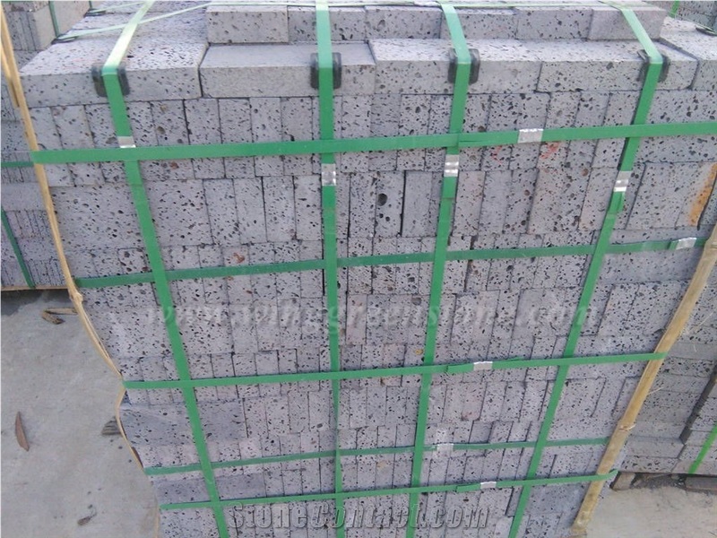 Hot Sale Cheap Price Hainan Black Lava Stone/China Black Lava Stone/Hainan Big Holes Black Basalt Exterior Cube Stone for Courtyard Road Pavers/Garden Stepping/Driveway/Walkway, Winggreen Stone