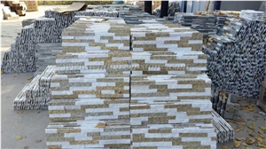 Hot Sale Cheap Price White Quartize + Tiger Skin Yellow Granite Culture Stone/Stacked Stones/Veneer Stones Panel for Exterior Decoration and Wall Cladding, Winggreen Stone