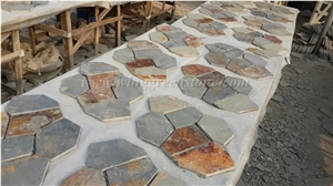 Hot Sale High Quality Rusty Slate Irregular Shape Flagstone Pavers/Random Flagstone/Meshed Paver Stone for Floor & Wall Cladding Pavers, Winggreen Stone