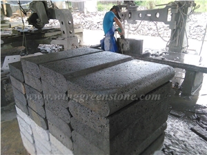 Hot Sale High Qualtiy Hainan Black Lava Stone/China Black Lava Stone/Hainan Big Holes Black Lava Stone Kerbstone/Curbstone/Road Stone/Side Stone, Winggreen Stone