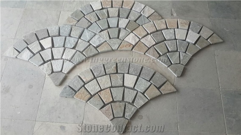Hot Sale Wooden Yellow Slate Exterior Paving Pattern Cube Stone for Floor Covering, Winggreen Stone