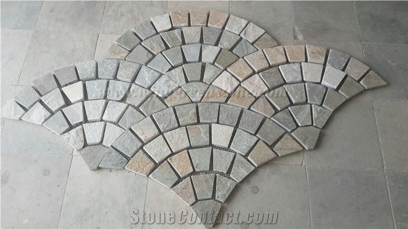 Hot Sale Wooden Yellow Slate Exterior Paving Pattern Cube Stone for Floor Covering, Winggreen Stone