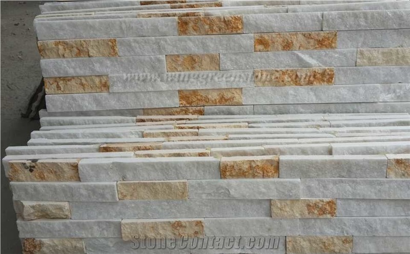 Hot Sales Competitive Price White Quarz + Marble Cultured Stone/Stacked Stones/Veneer Stones Panel for Exterior Decoration and Wall Cladding, Winggreen Stone