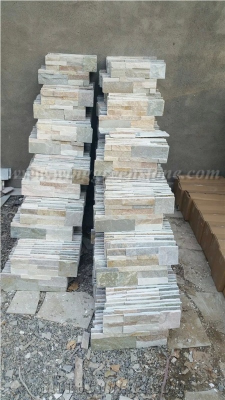 Hot Sales High Quality Wooden Yellow Slate Cultured Stone/Stacked Stones/Veneer Stones Panel for Exterior Decoration and Wall Cladding, Winggreen Stone