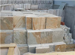 Hot Sales High Quality Wooden Yellow Slate Tiles & Slabs for Floor and Wall Covering, Winggreen Stone
