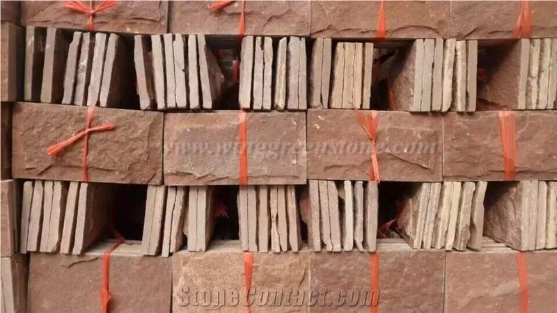 Manufacture High Quality Red Sandstone Mushroom for Wall Cladding, Winggreen Stone