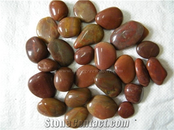 Own Factory, High Polished Red Pebbles, Grade A/B/C Polished Pebble Stone for Driveways, Natural Red Riverstone for Garden Walkway, Xiamen Winggreen Manufacturer