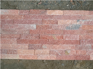 Pink Quartzite Stacked Stone Panel, Stacked Culture Stone, Stacked Stone for Wall Decoration, Wall Cladding, Natural Stone Thin Veneer, Stacked Ledgestone, Flat Stone Panel, Xiamen Winggreen Stone