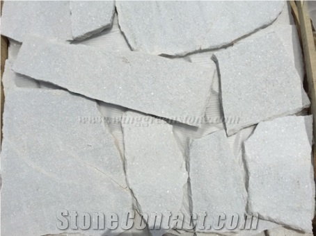 White Quartz Crazy Paver Stone,White Quartz Pavers Radom Shape, White Quartz Pavers, Random Flag Stone, White Quartz Floor Decoration, Xiamen Winggreen Stone