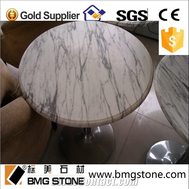 Natural Arabescato White Marble Round Tabletops
