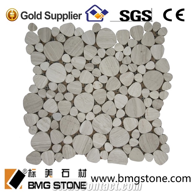 Natural Stone Wooden White Marble Mosaic for Flooring