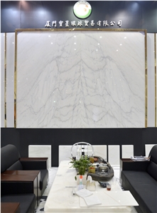 Sichuan Snow White Reception and Table, Danba White Marble Reception Counter, White Marble Table