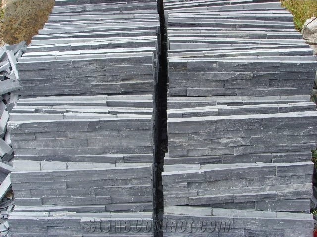 China Black Slate Culture Stone for Wall Cladding