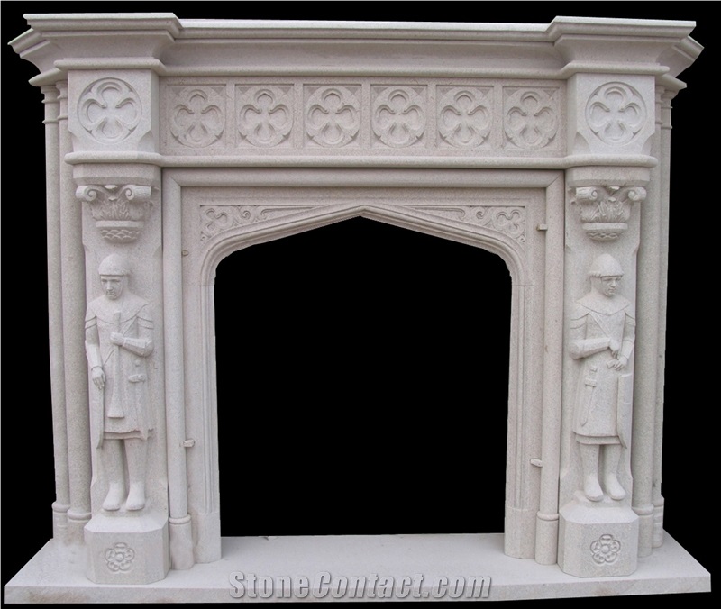 Fireplaces Mantel /China Beige Marble Fireplaces / Fireplace Decorating