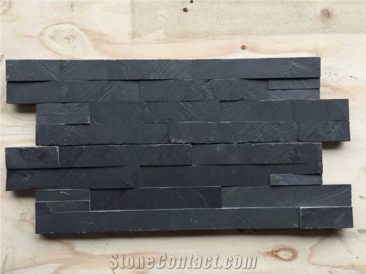 Black Slate Wall Cladding, Slate Cultured Stone, Stacked Stone Veneer