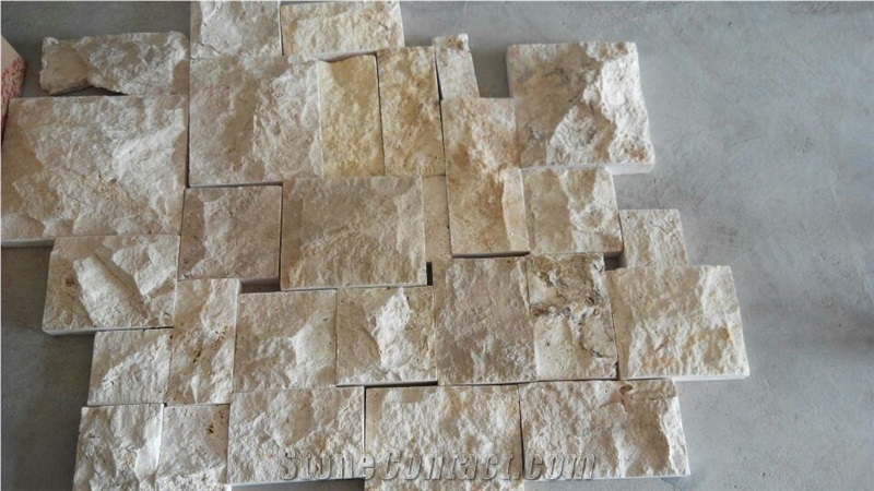 Chinese Yellow Limestone Mushroomed Stone, Mushroom Wall Cladding