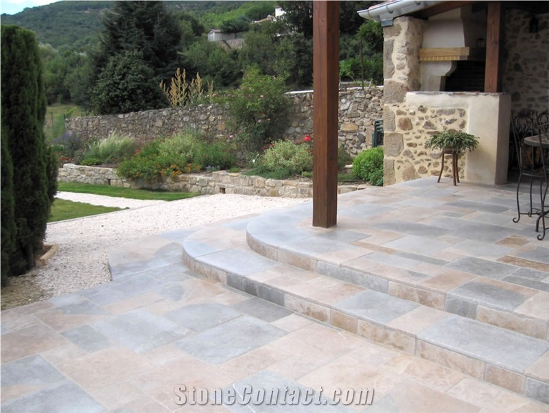 Pierre De Causses Limestone Terrace Floor Paving Slabs, Beige Limestone Cube Stone & Pavers