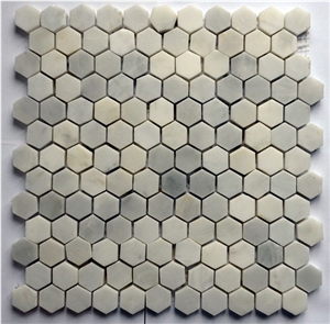 Polished Grey-White Marble Honeycomb Mosaic Tile