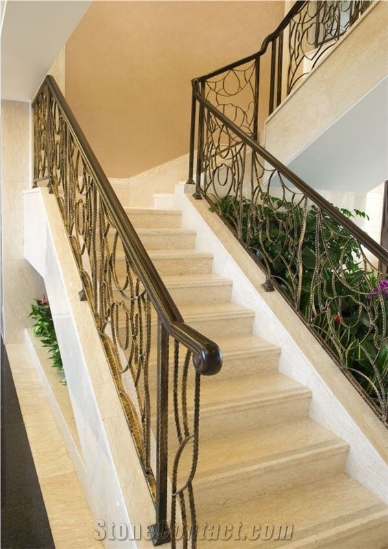 Crema Venato Marble Staircase