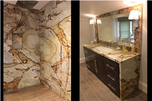 Stone Wood Quartzite Bathroom Design