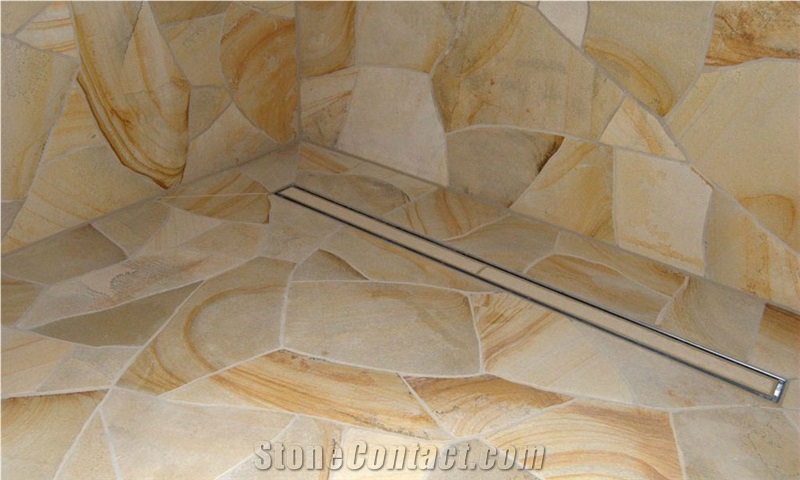 Toscana Limestone Crazy Paving Stone, Yellow Limestone Irregular Flagstones