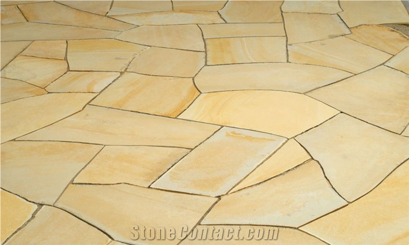 Toscana Limestone Crazy Paving Stone, Yellow Limestone Irregular Flagstones