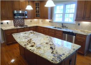 Crystal Yellow Granite Kitchen Countertops/Granite Kitchen Bar Top/Crystal Yellow Granite Kitchen Island Tops/Crystal Yellow Granite Kitchen Worktops/Kitchen Countertops/Kitchen Tops