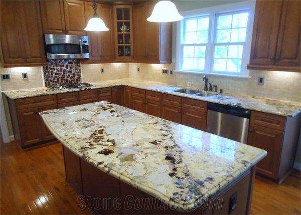 Crystal Yellow Granite Kitchen Countertops/Granite Kitchen Bar Top ...