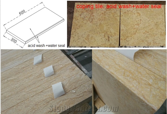 Egyptian Yellow Marble Swimming Pool Coping, Pool Pavers
