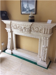 Marble Fireplace-2, Beige Marble Fireplace