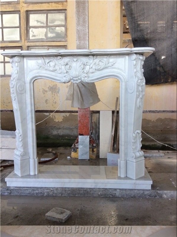 White Marble Fireplace-1