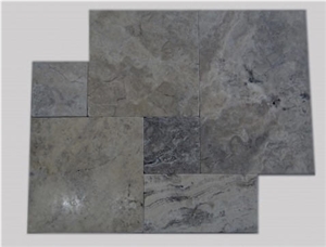 Silver Travertine French Pattern Tumbled Tile