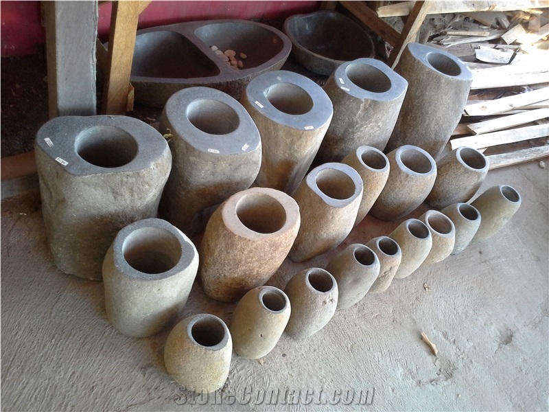 River Stone Vases, Flower Pots