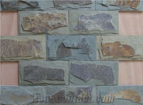 China Multicolor Slate Mushroom Stone for Wall Cladding