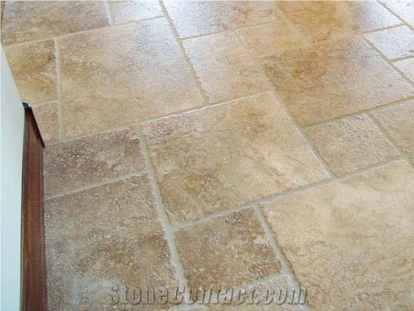 Brushed Noce Travertine Tile, Floor Tiles, Brown Travertine Flooring Tiles