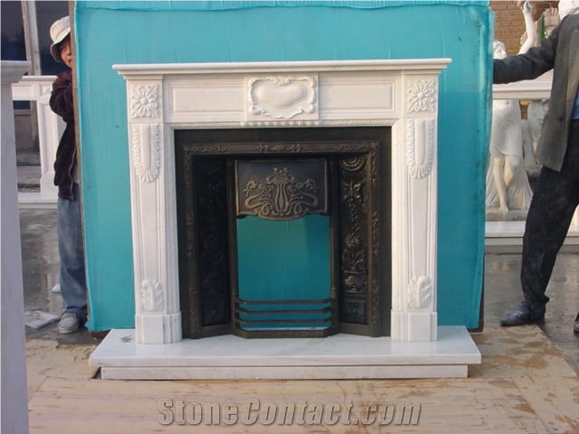 Beautiful Cheap Elegant China White Natural Indoor Marble Fireplace for Villa / Indoor Use