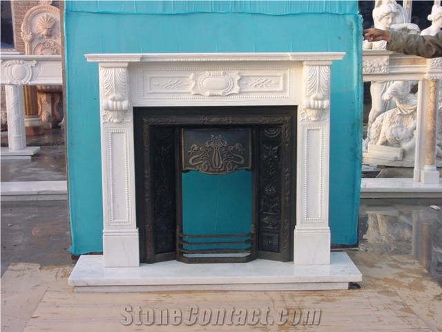 China High Quality Hunan Pure White Marble Fireplace Mantel,Cheapest New Design / Western / European Customized Figure / Hand Carving Sculptured / Own Factory