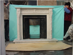 China Pure White Marble Fireplace Mantel / New Design / Western / European Customized Figure / Hand Carving Sculptured / Factory Owner/ High Quality