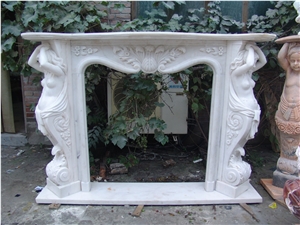 China Pure White Marble Fireplace Mantel,New Design / Western / European Customized Figure / Hand Carving Sculptured / Own Factory/High Quality