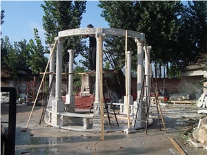 China Stone Gazebo & Pavilions,Column Gazebo,Garden Gazebo with Iron Top,Western Style Gazebo,Marble Carved Gazebo,Sculptured Garden Gazebo, Landscping Stones