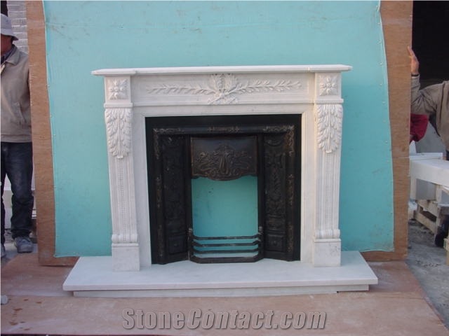 China White Marble Fireplace Elegant Indoor Decoration