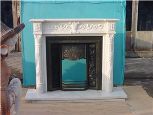 China White Marble Fireplace,Handcarved Sulpture Fireplace,White Jade Marble Sculpture, Best Quality